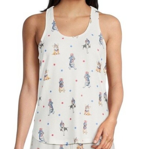 PJ Salvage Star Spangled Dogs Pajama Tank Top Peachy Lounge Sleep USA Size XL - Picture 1 of 6